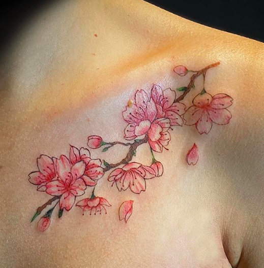 cherry tree branch tattoo