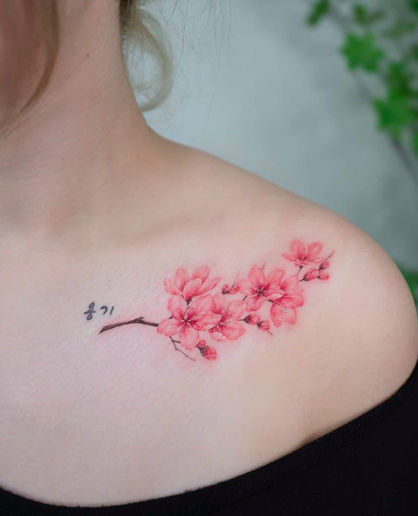 Tattoo tagged with: ankle, cherry blossom, facebook, fine line, flower,  four season, hyoa, line art, nature, single needle, small, spring, twitter  | inked-app.com