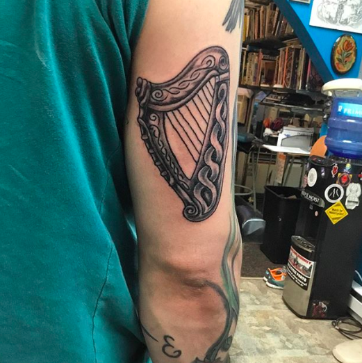 Harp made today by Thiago  Old school tattoo ltd  Facebook