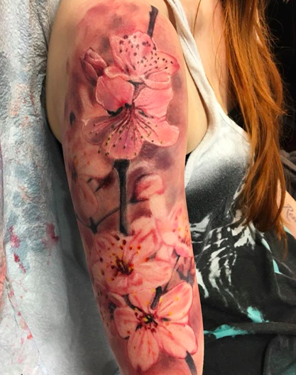 japanese cherry blossom tattoo forearm