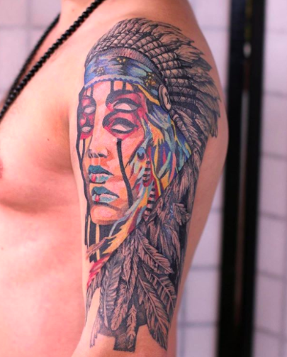 Black Warrior Native American Tattoo