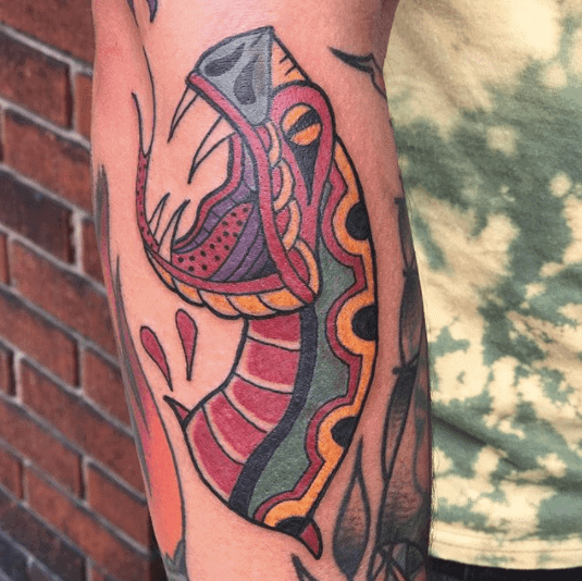 Old school style tattoo snake design Royalty Free Vector