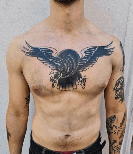 Ross K Jones  Raven Chest tattoo by Ross K Jones 2013 