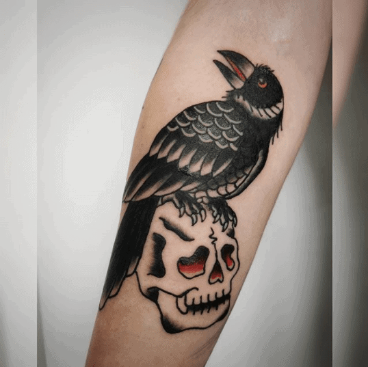 Old School Raven Tattoo Idea