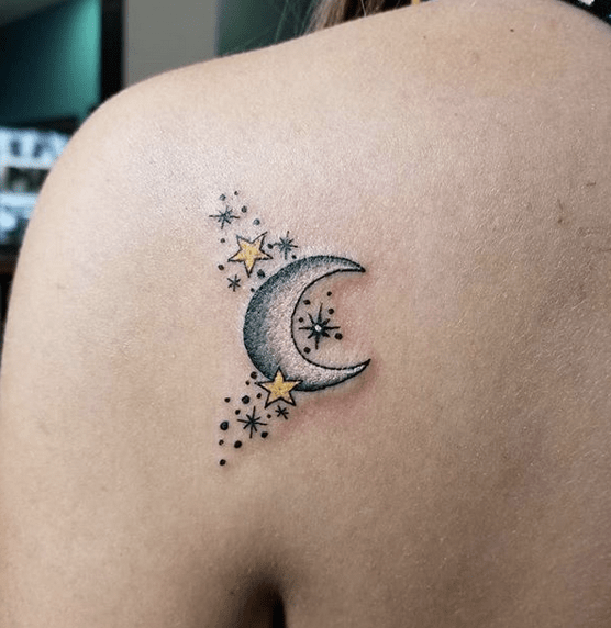 The Canvas Arts Temporary Tattoo Waterproof For Mens  Women Back Thighs  Wrist ArmMoon Stars Tattoo Size 74X47 Inches  Amazonin Beauty