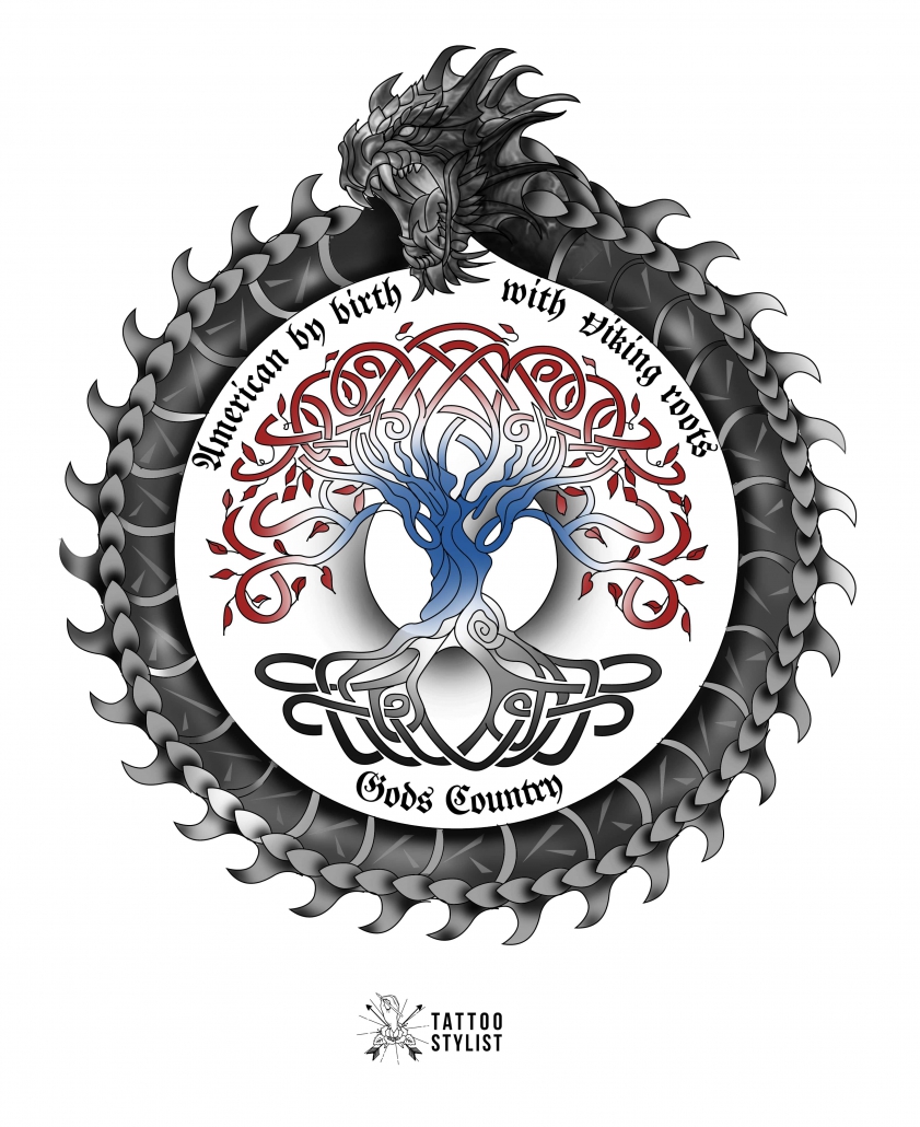 Celtic Dragon Tree of Life Tattoo Design