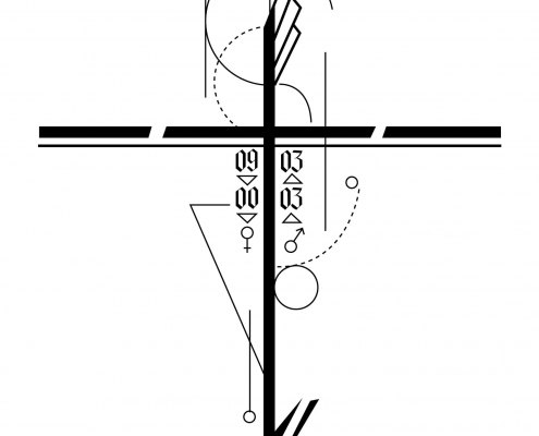 Geometric Cross With Numbers Tattoo Design