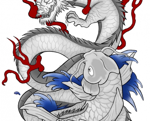 Japanese Style Koi Fish Dragon Tattoo-min