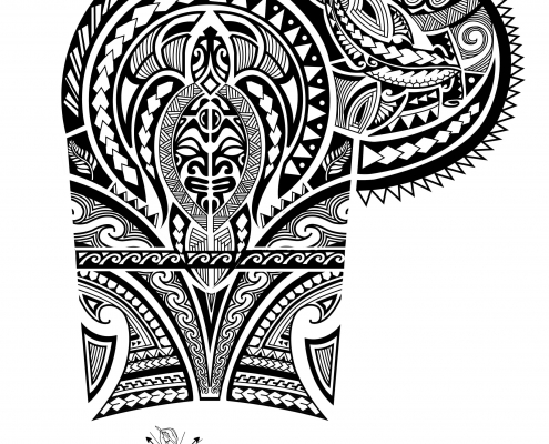 Upper Arm Chest Maori Polynesian Tribal Tattoo Design