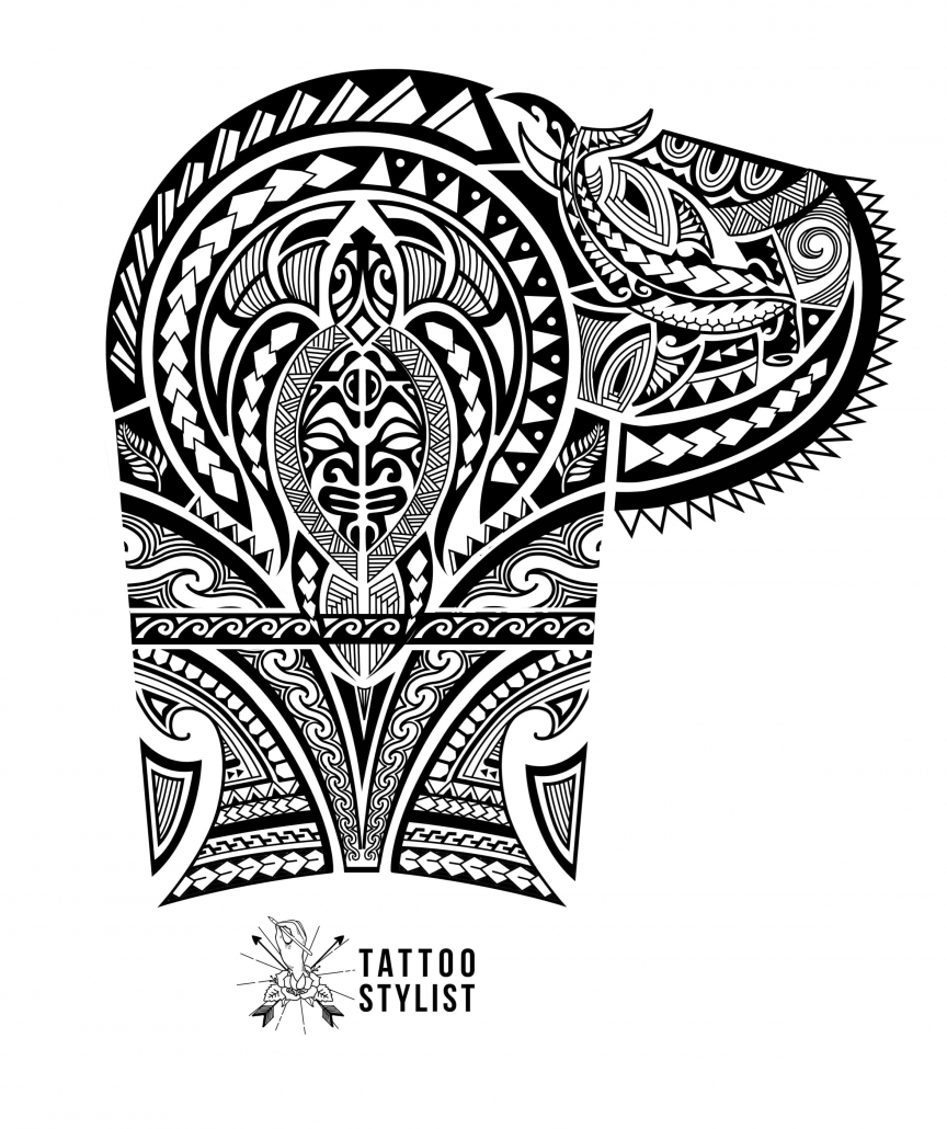Upper Arm Chest Maori Polynesian Tribal Tattoo Design