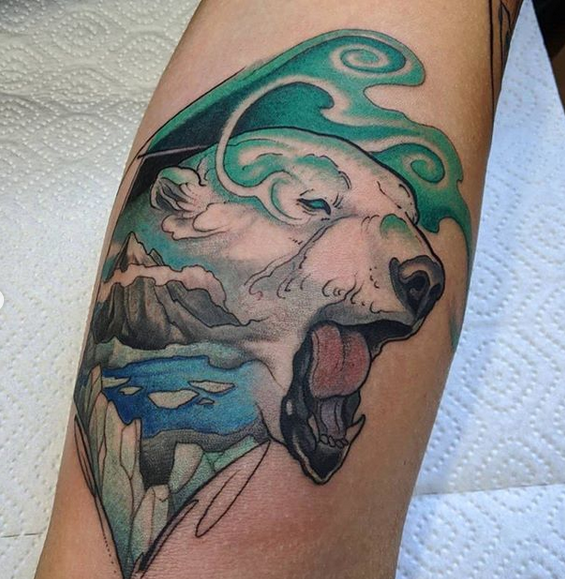Dotwork Polar Bear Tattoo Idea