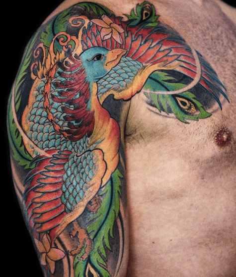 Phoenix Tattoo in colour by Louis Santos  Tattoos
