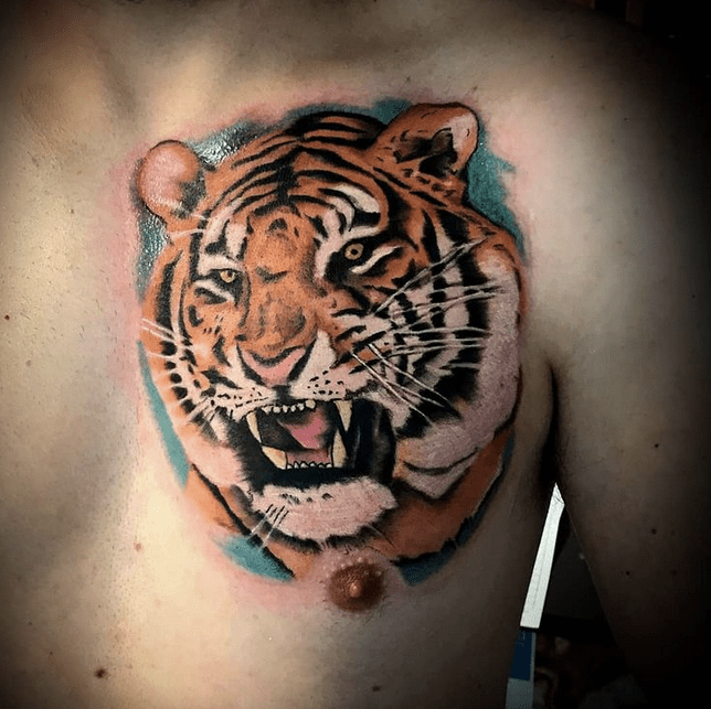 Tiger head tattoo by Pol Art  Photo 25813