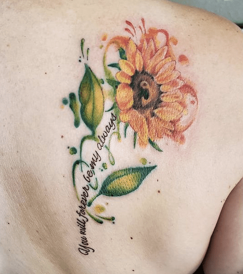 Watercolor sunflower piece by your  ALL DAY Tattoo BKK  Facebook