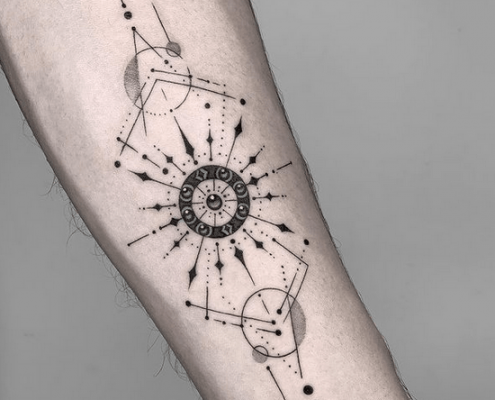 Geometric sun tattoo by @brittnaami