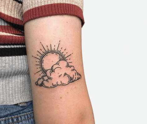 Simple sun and cloud tattoo by @micatattoos