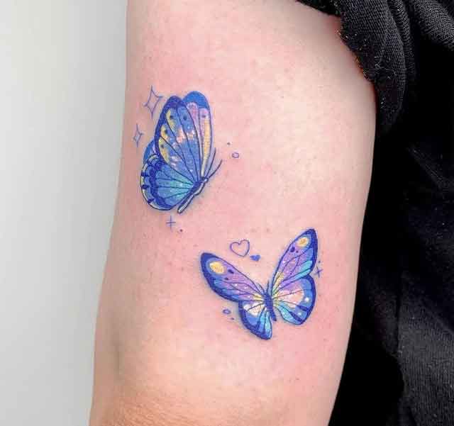 Retro Tattoo Vector Design Images Hand Painted Retro Blue Pink Butterfly  Tattoo Mysterious Element Abstract Hand Drawing PNG Image For Free  Download