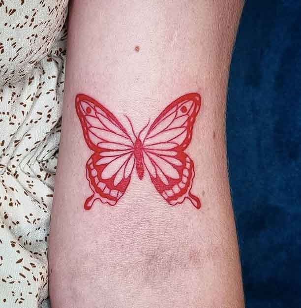 40 Beautiful Red Butterfly Tattoo Ideas for Men  Women in 2023