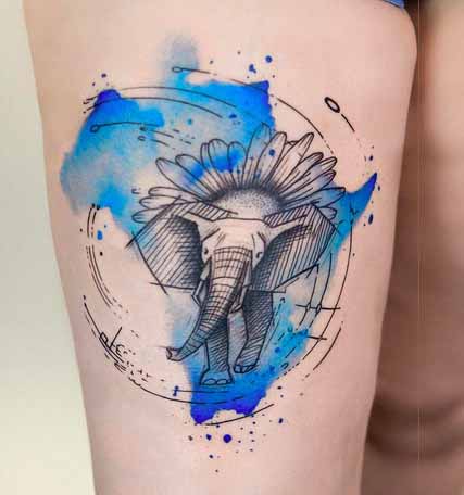 vector hand-drawn blue tattoo doodle with decorated Indian Elephant, Stock  Photo, Picture And Low Budget Royalty Free Image. Pic. ESY-025826656 |  agefotostock