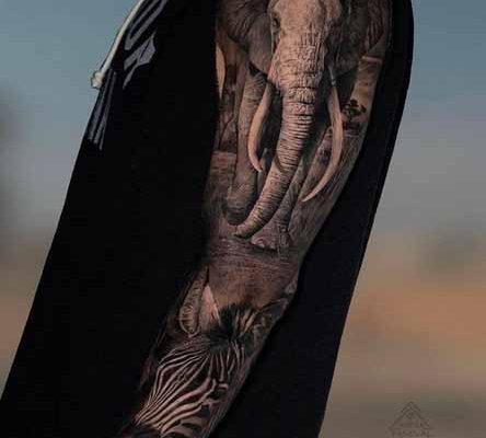 Elephant tattoo sleeve by @seventattoo