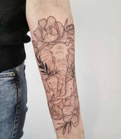 Jeff Norton Tattoos : Tattoos : Animal : Elephant half sleeve