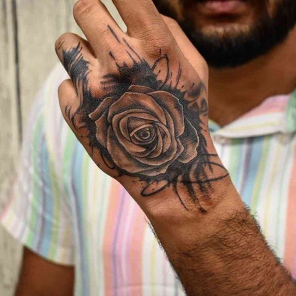 dark rose tattoo for men