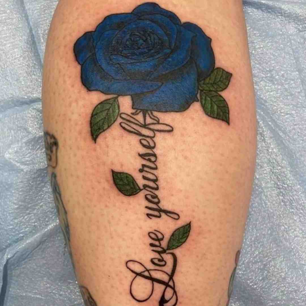 2 Blue Roses and Pink Rose Bud Flower Temporary Tattoos| WannaBeInk.com