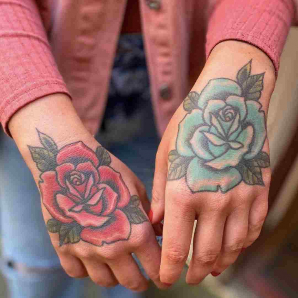 Beautiful Blue Rose Tattoo On Left Shoulder