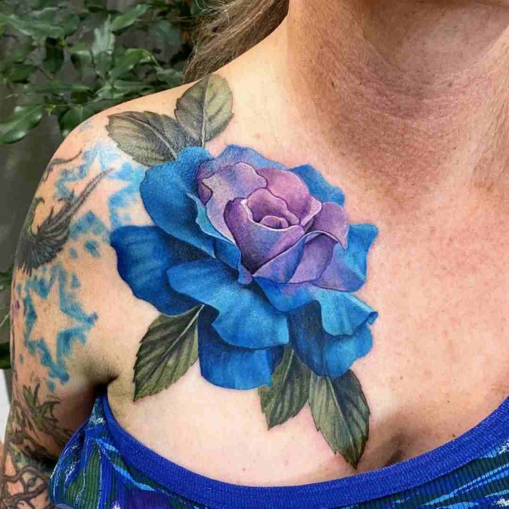 40 Fantastic Blue Rose Tattoo Design with Meaning 202 Ideas