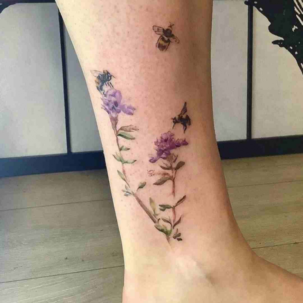 Blackwork Botanicals on Instagram Canola flower and bee for Brooke  thanks so much lovely    Made at tuttifruttitattoo books opening for  flash Oct 2nd custom in Nov