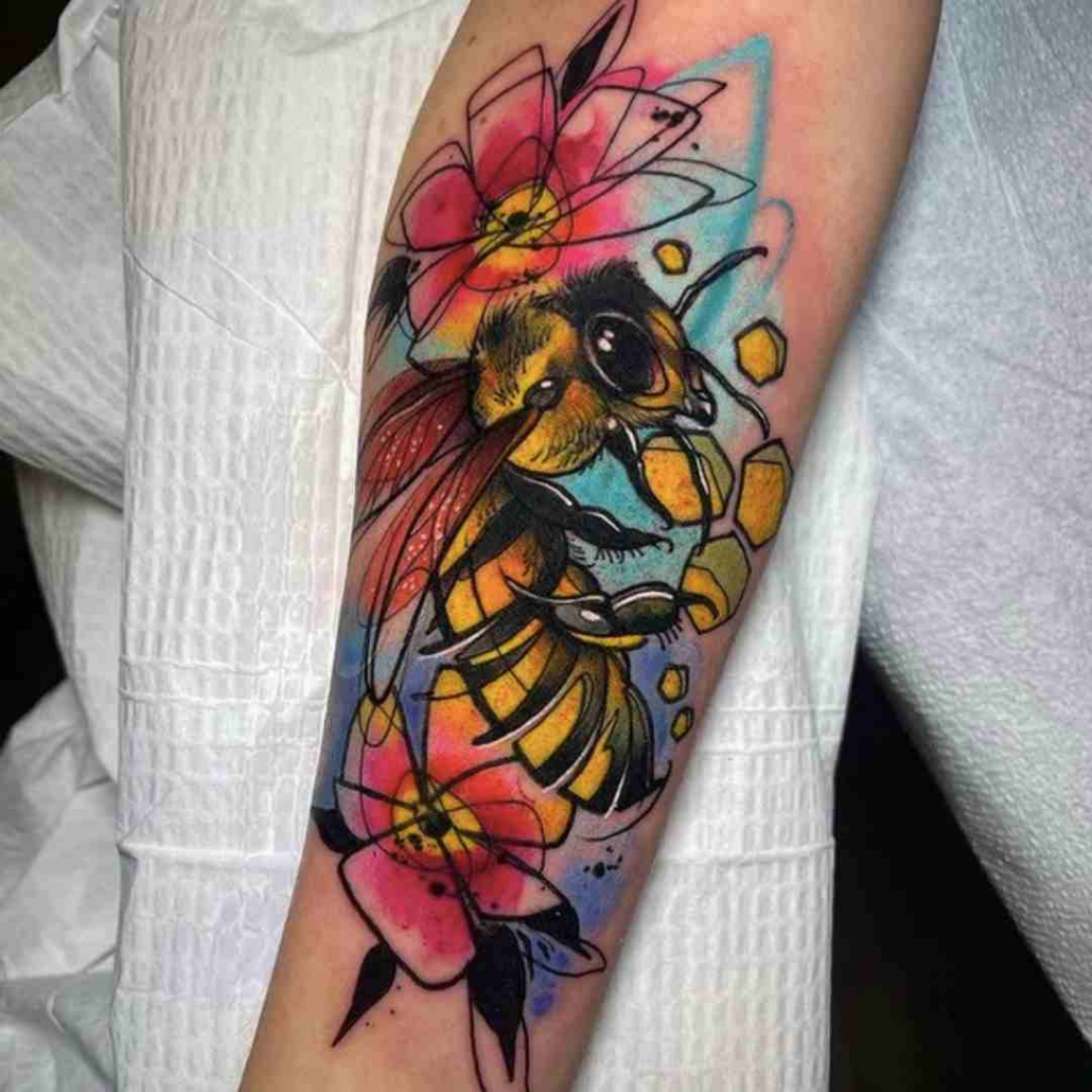 Emerald Tattoo Company UK on Twitter Cute bee by rebeccytattoos from  her flash emeraldtattoocompany emeraldtattoo talbotgreen cardiff  southwales bee bees savethebees beetattoo colourtattoo colortattoo  beelover watercolour 
