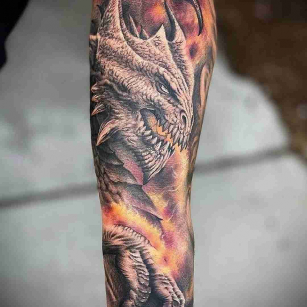 Asian dragon large 8.25&amp;amp;quot; half-sleeve arm tattoo body decal  | eBay