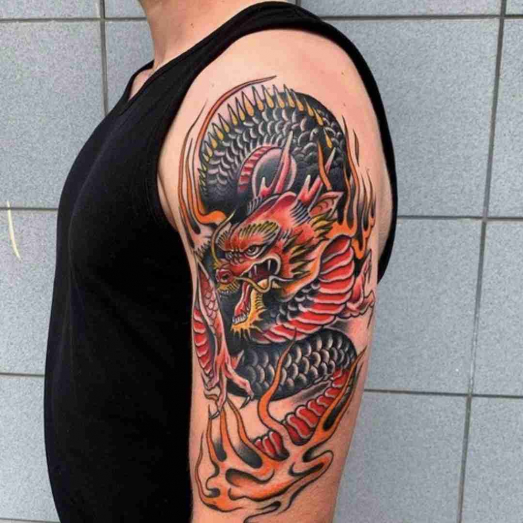 NeoTraditional Dragon tattoo women at theYoucom
