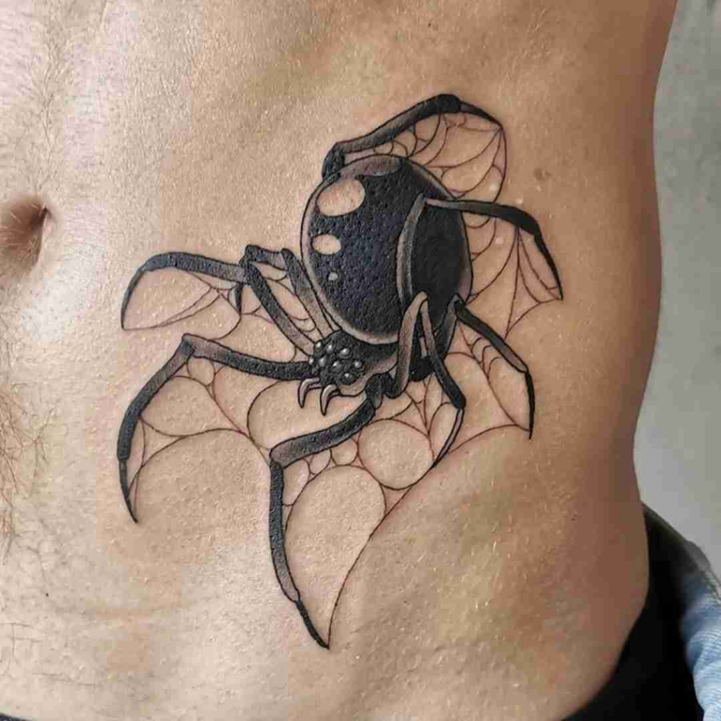 Sunset Tattoo  Blackwork Traditional Spider Tattoo by Lucky Felix