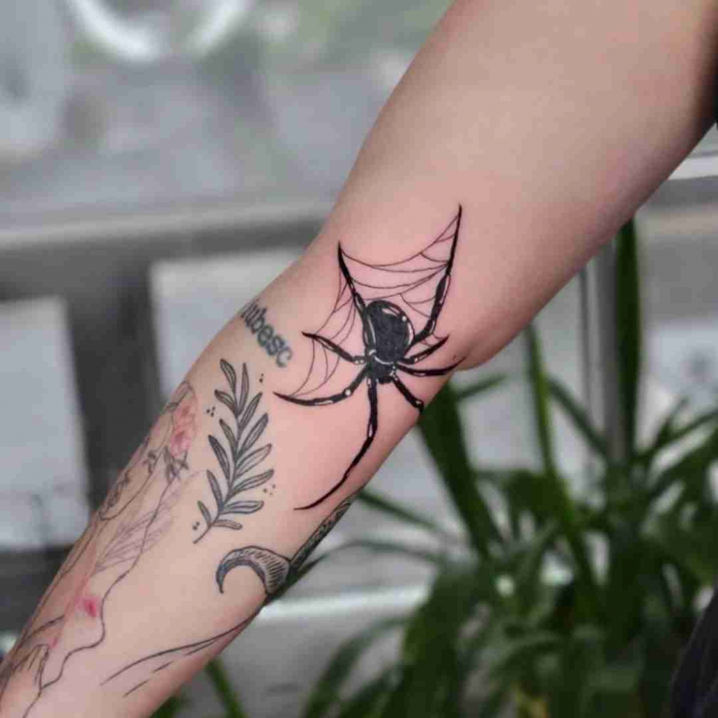 Tattoo uploaded by vincent lacasse  Handpoke spider on forearm  Tattoodo