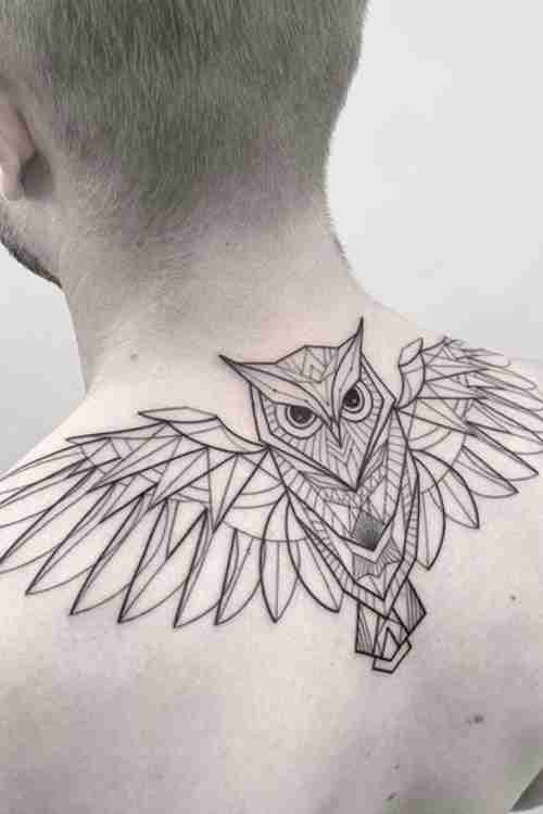 simple geometric owl tattoo