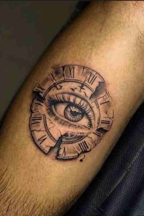 Eye broken clock tattoo by @illuminatitattoos bappi 5