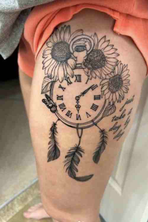 Tattoo Style Skeleton Skull with Clock Graphic · Creative Fabrica