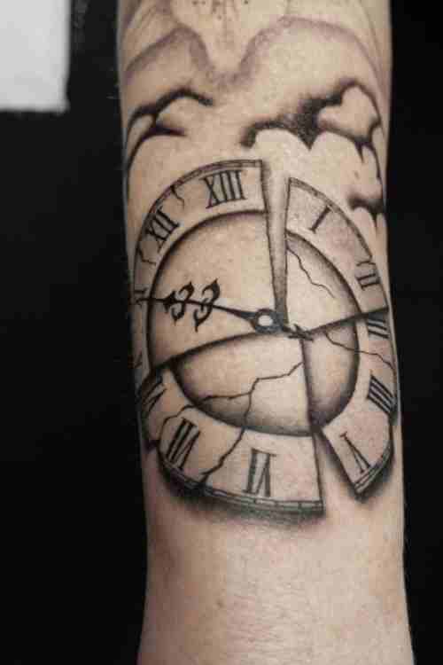 Line art clock tattoo on Craiyon
