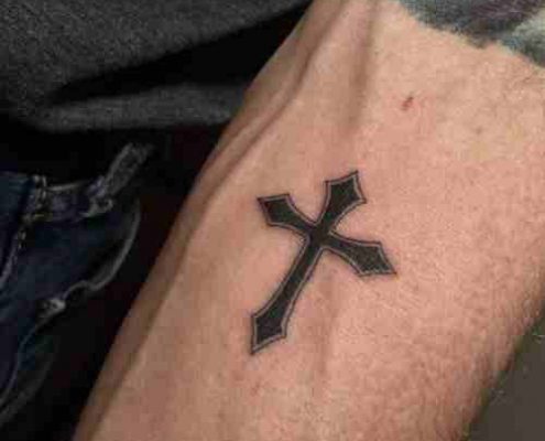 Small father son matching cross tattoo