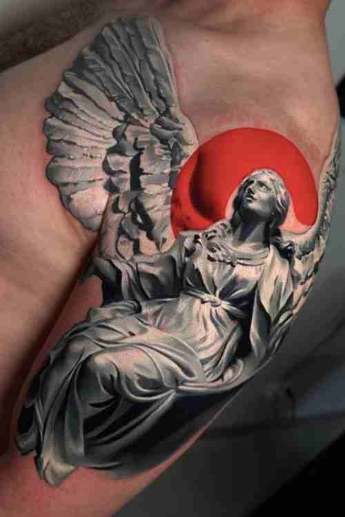 Puedmag Inkpire Tattoo Shop Toronto - Jako created this elegant angel arm  piece for his client overlooking a rose. Composed of precise linework and  shading, Jako brings grace to this angel piece! .